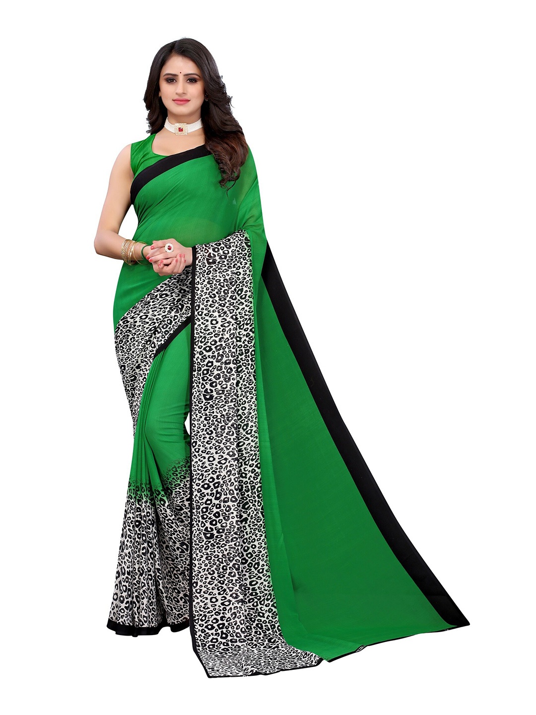 

Yashika Green & Grey Printed Saree