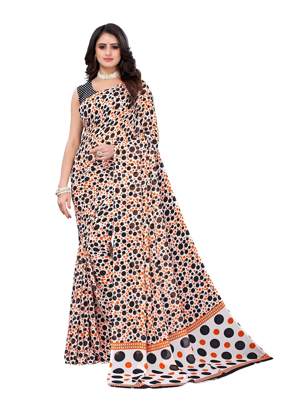 

Yashika Orange & Black Printed Saree