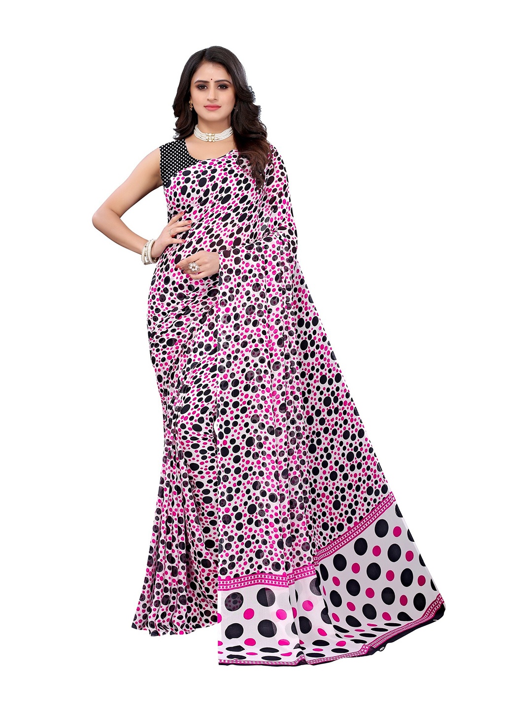

Yashika Pink & Navy Blue Printed Saree
