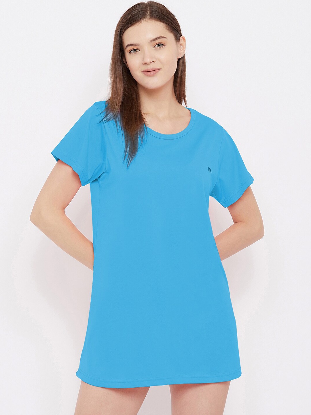 

FRENCH FLEXIOUS Women Blue Solid Lounge Tshirts