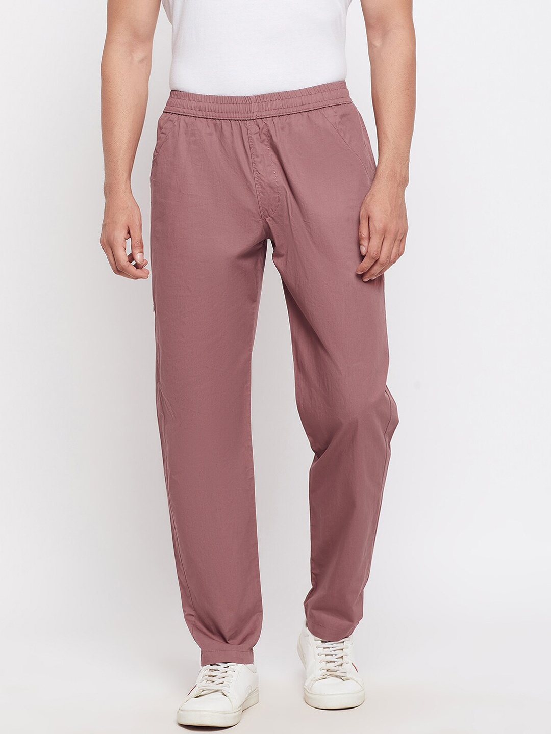 

Okane Men Pink Solid Cotton Track Pants