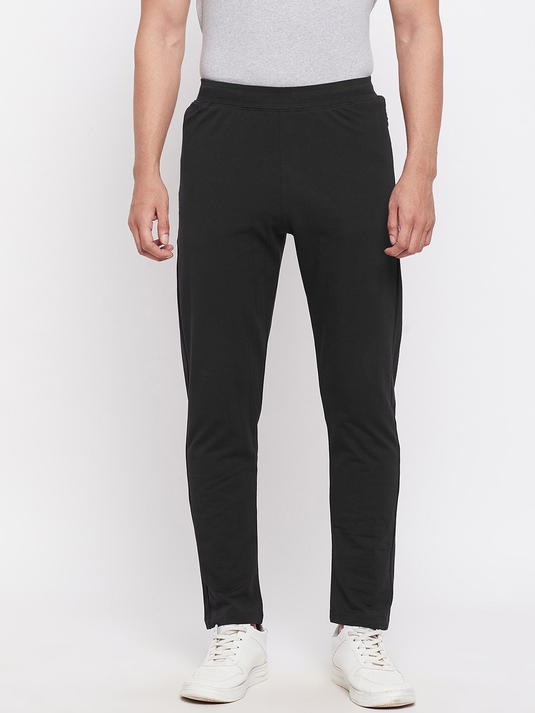 

Okane Men Black Solid Track Pants