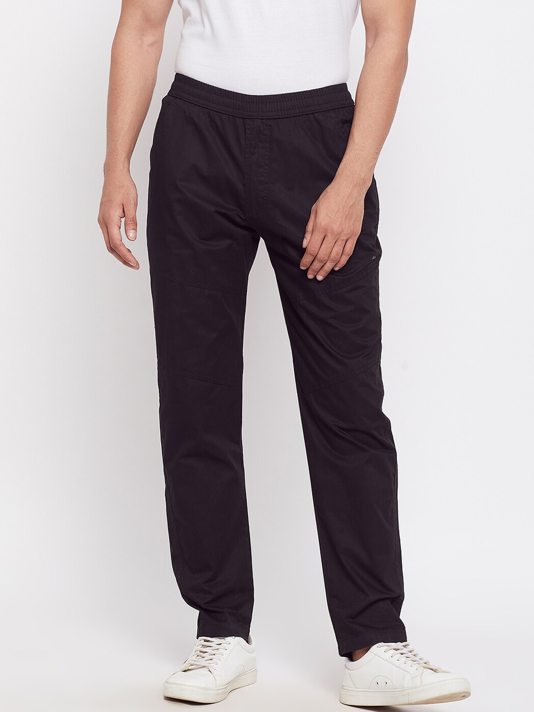 

Okane Men Black Solid Cotton Track Pants