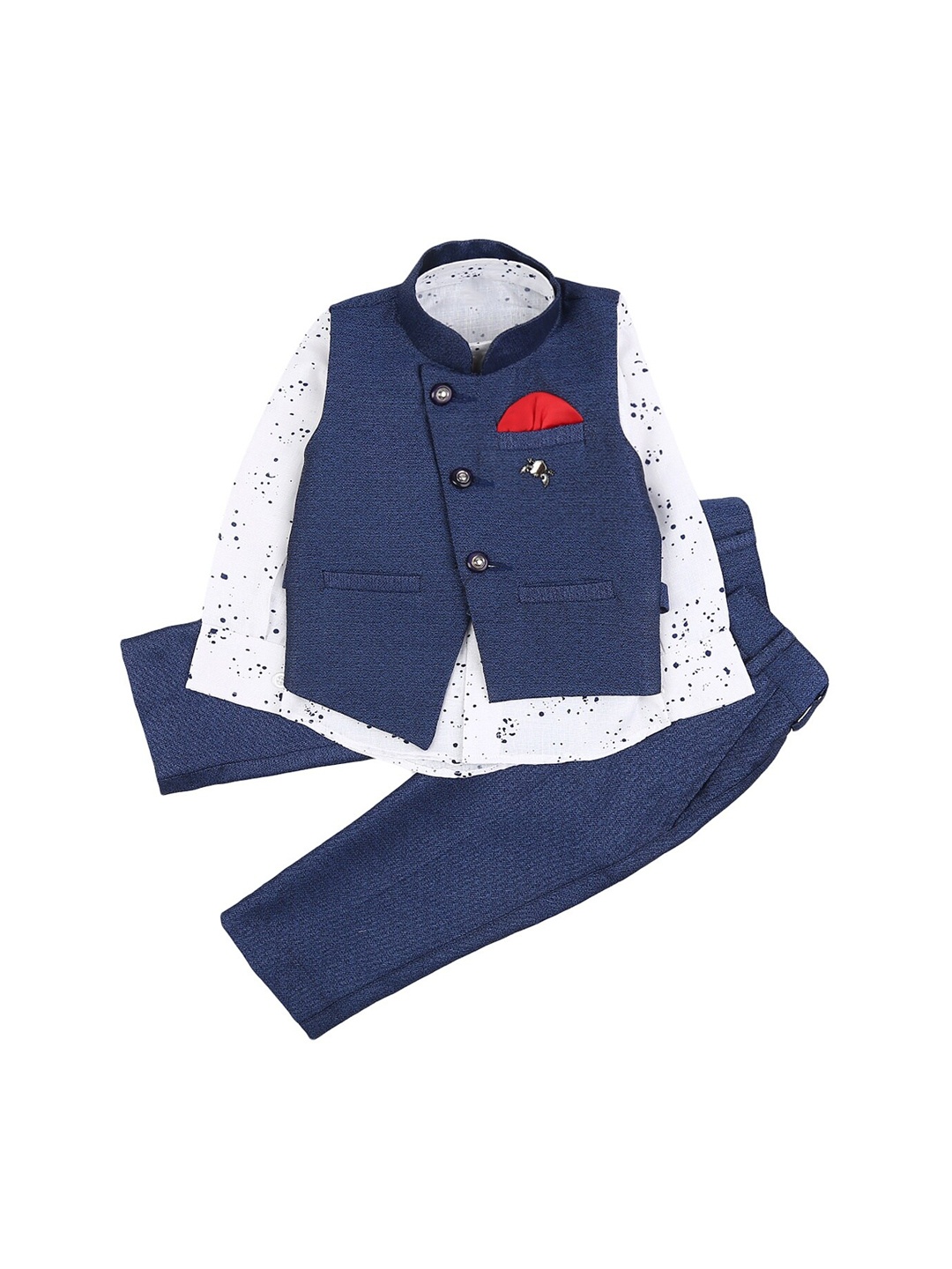 

V-Mart Blue Solid Boys 3-Piece Party Suit