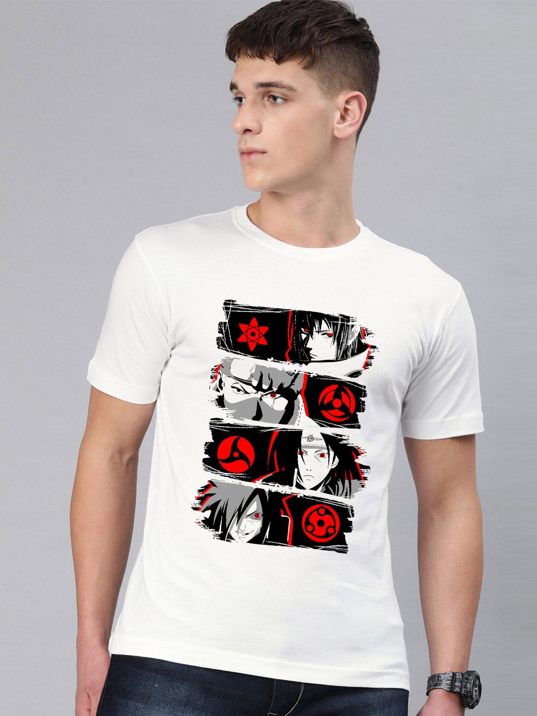 

BE AWARA Men White Printed Cotton T-shirt