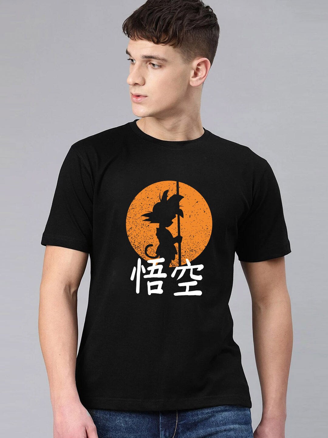 

BE AWARA Men Black Printed Cotton T-shirt