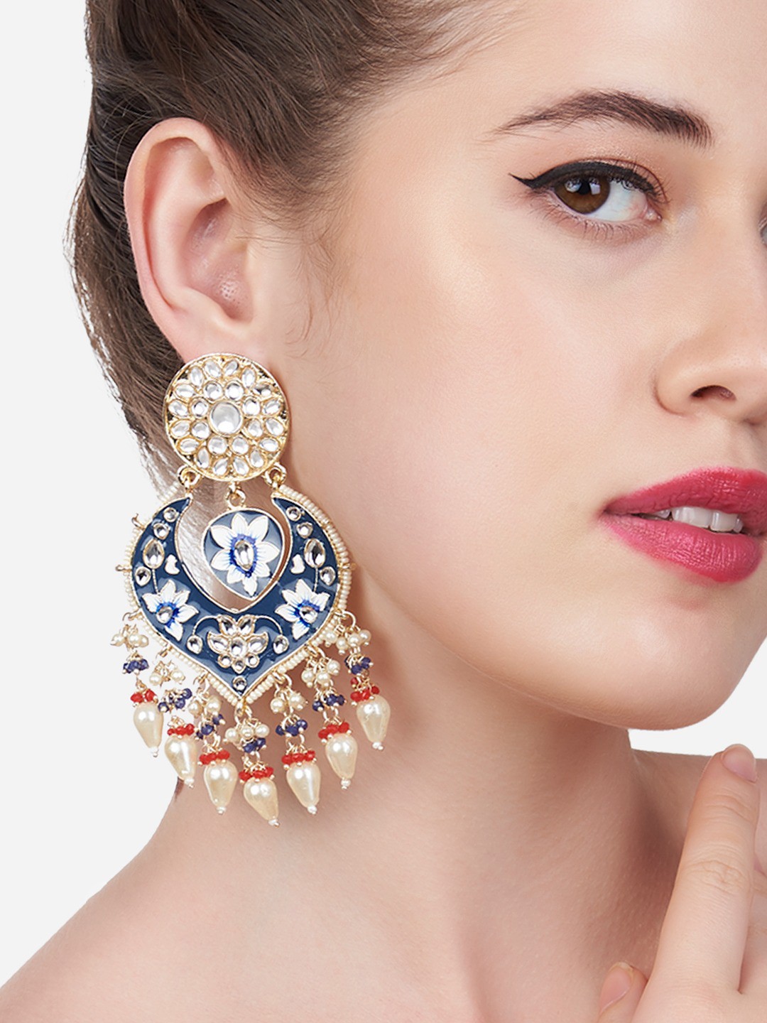 

Zaveri Pearls Multicoloured Meenakari Chandbalis Earrings, Multi