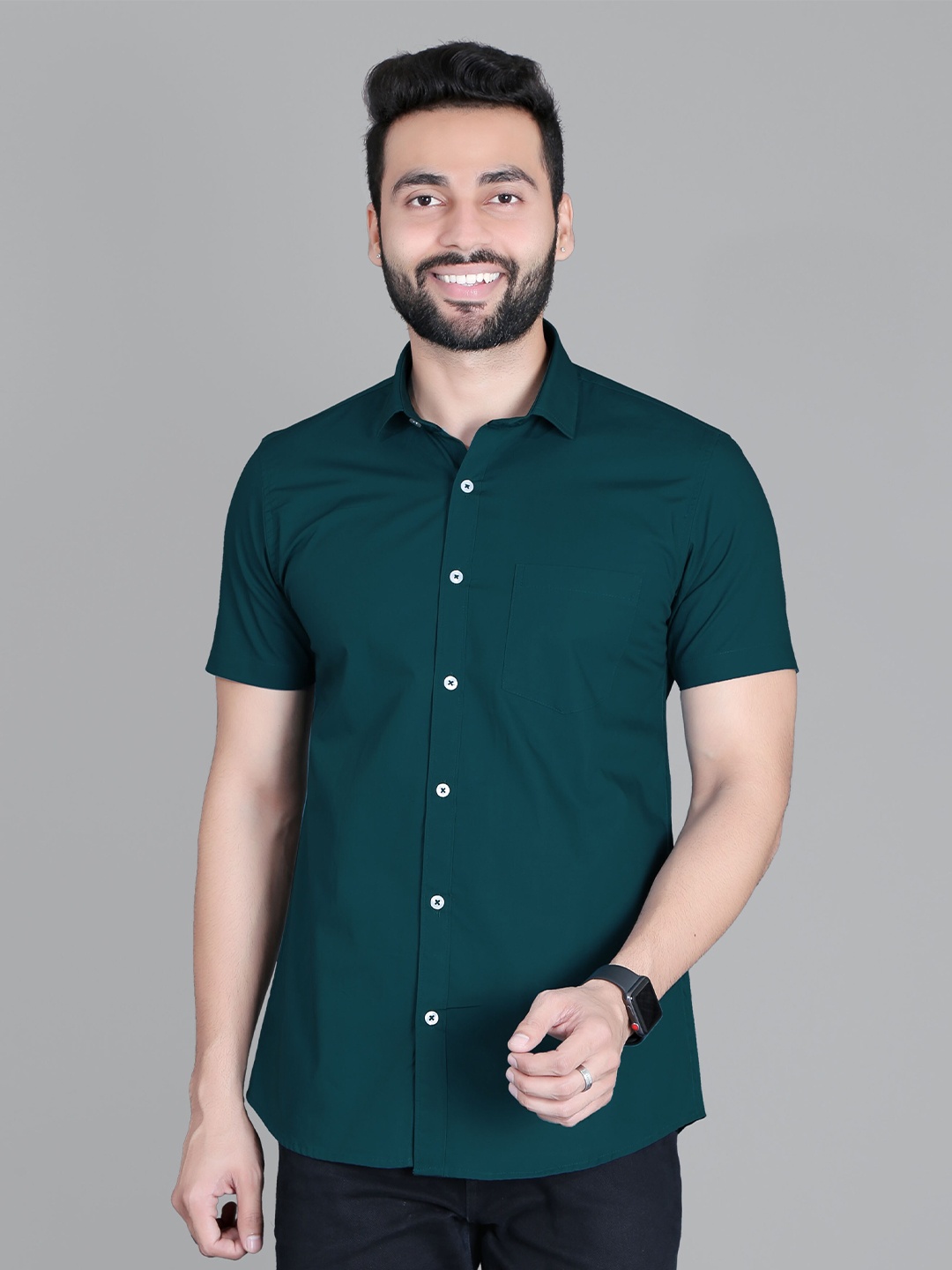 

5TH ANFOLD Men Green Slim Fit Pure Cotton Casual Shirt