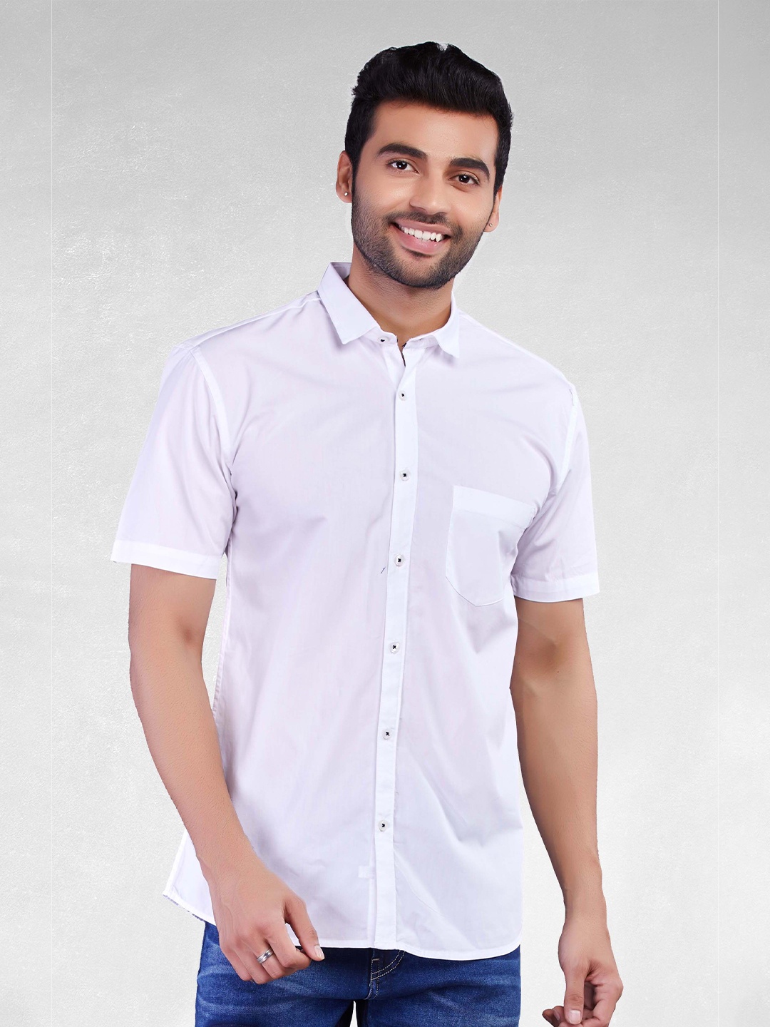 

5TH ANFOLD Men White Slim Fit Pure Cotton Casual Shirt