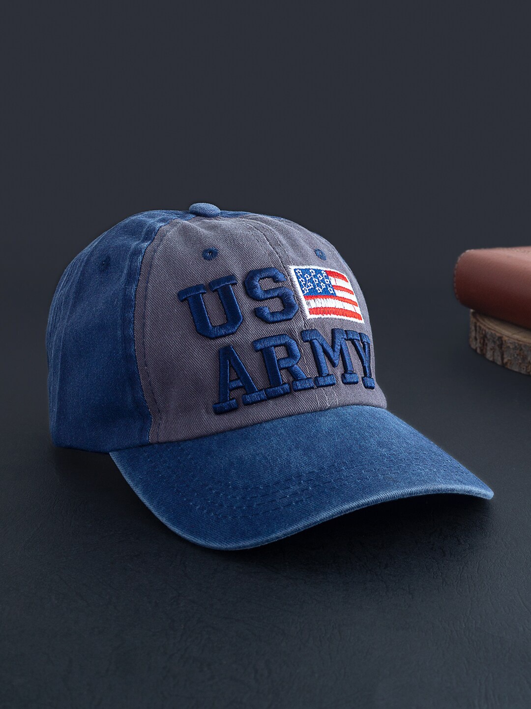 

Golden Peacock Unisex Navy Blue & Grey Embroidered Pure Cotton Baseball Cap