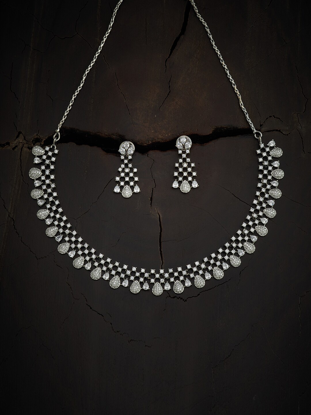 

Kushal's Fashion Jewellery White Rhodium-Plated Necklace