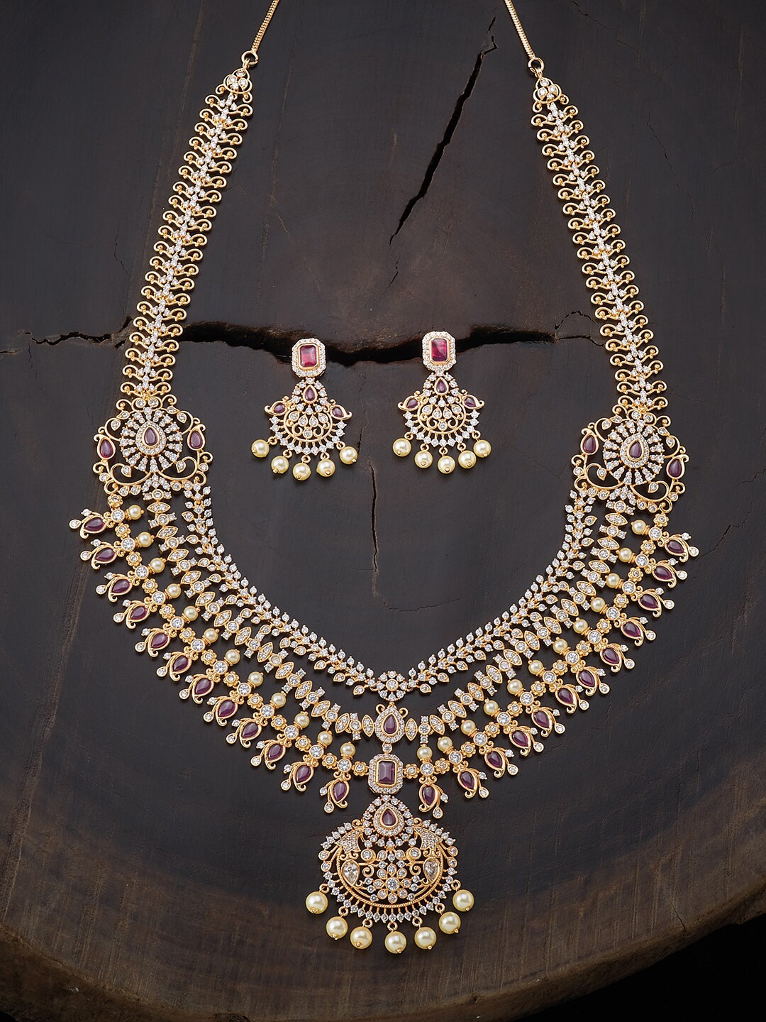 

Kushal's Fashion Jewellery Gold-Plated White & Pink Jewellery Set