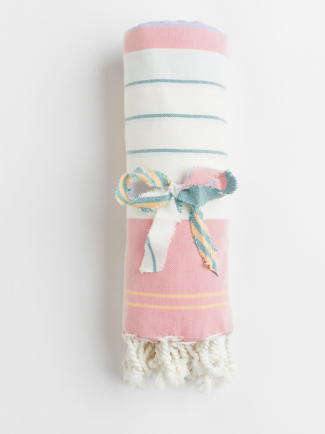 

H&M White & Pink Large Cotton Beach Towel