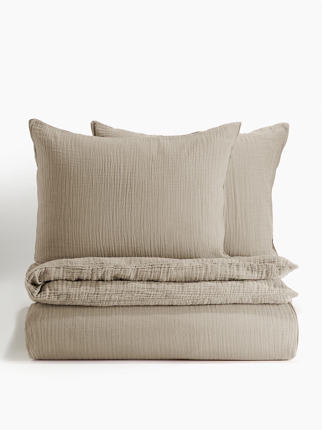 

H&M Beige Muslin Double King Duvet Cover Set