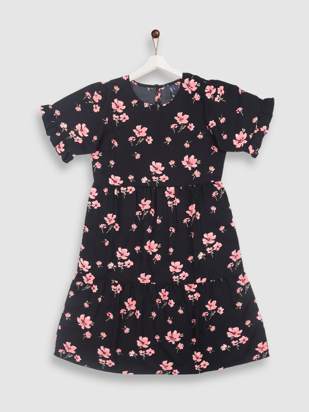 

YK Black Girls Floral Crepe A-Line Dress