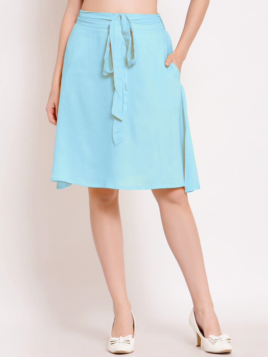 

PATRORNA Women Plus Size Blue A-Line Skirt