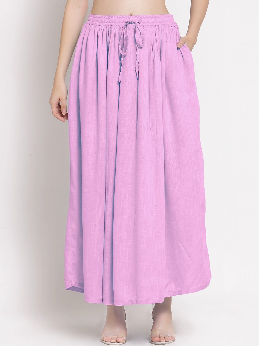 

PATRORNA Women Plus Size Pink Solid Maxi Skirt