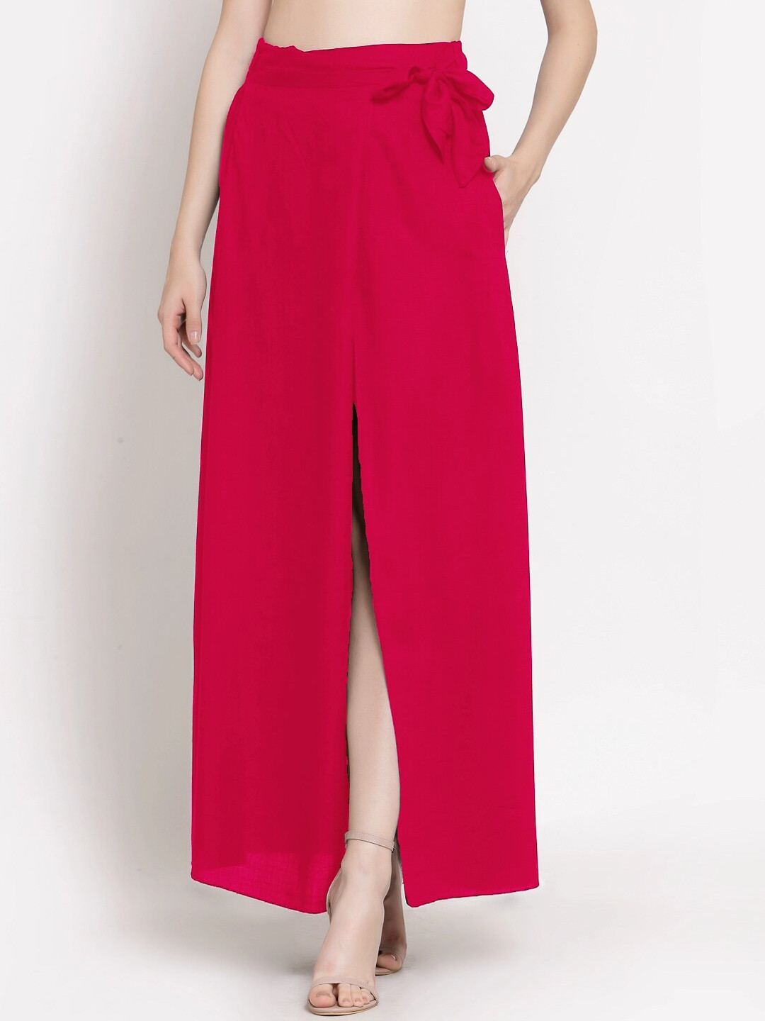 

PATRORNA Women Fuchsia Plus Size long Wrap Skirt