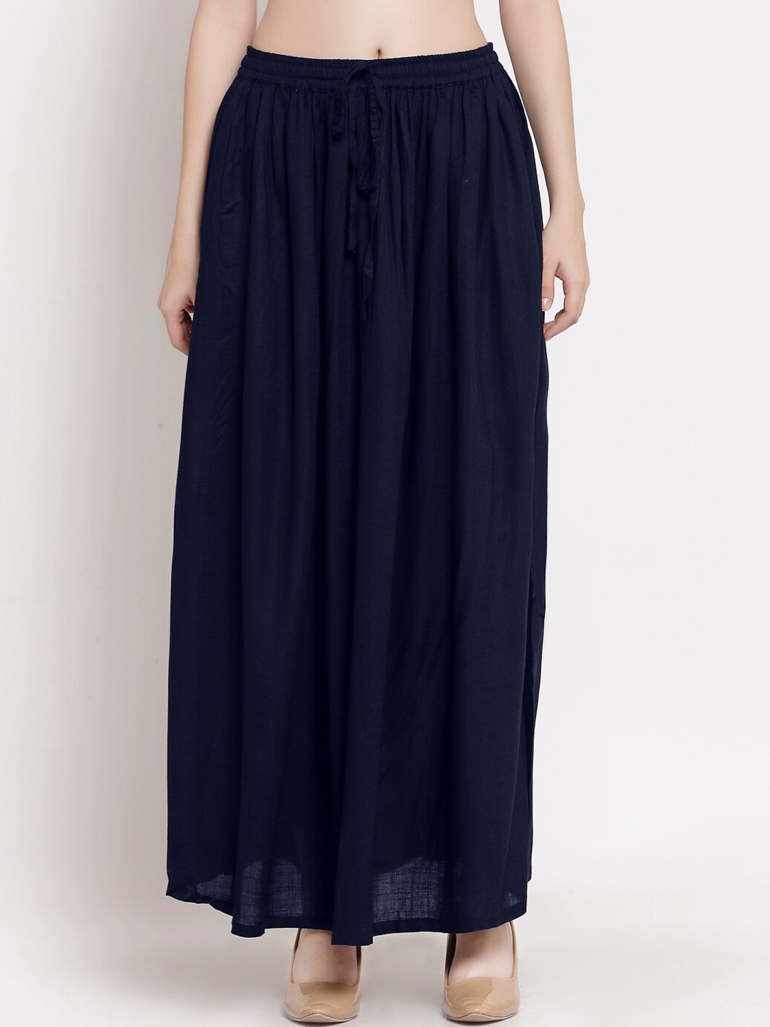 

PATRORNA Women Plus Size Blue Solid Maxi Skirt