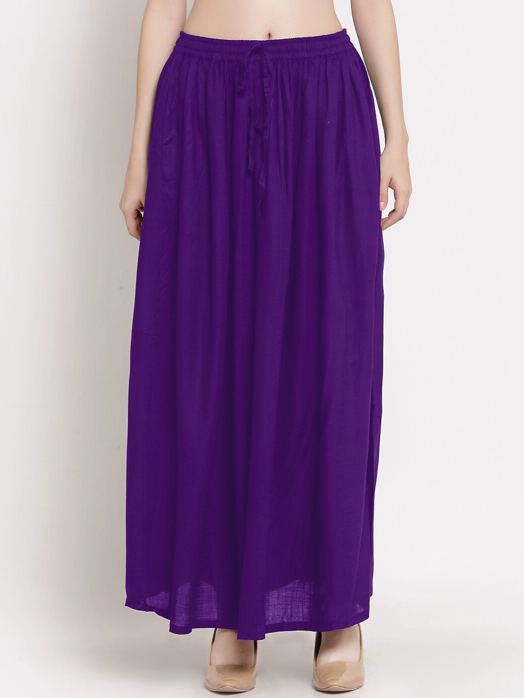 

PATRORNA Women Plus Size Purple Solid Maxi Skirt