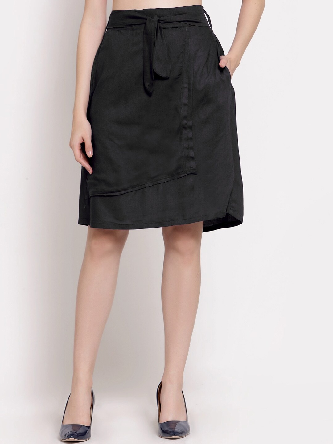 

PATRORNA Womens Plus Size Black Solid Skirt