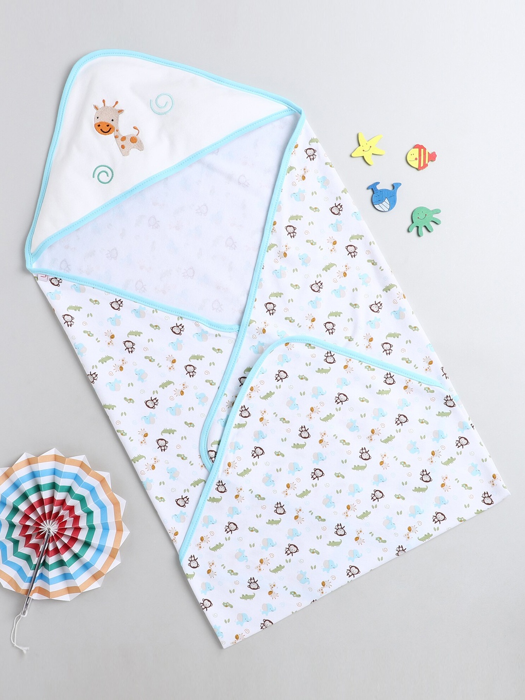 

BUMZEE Sky Blue Baby Boys Hooded Wrapper
