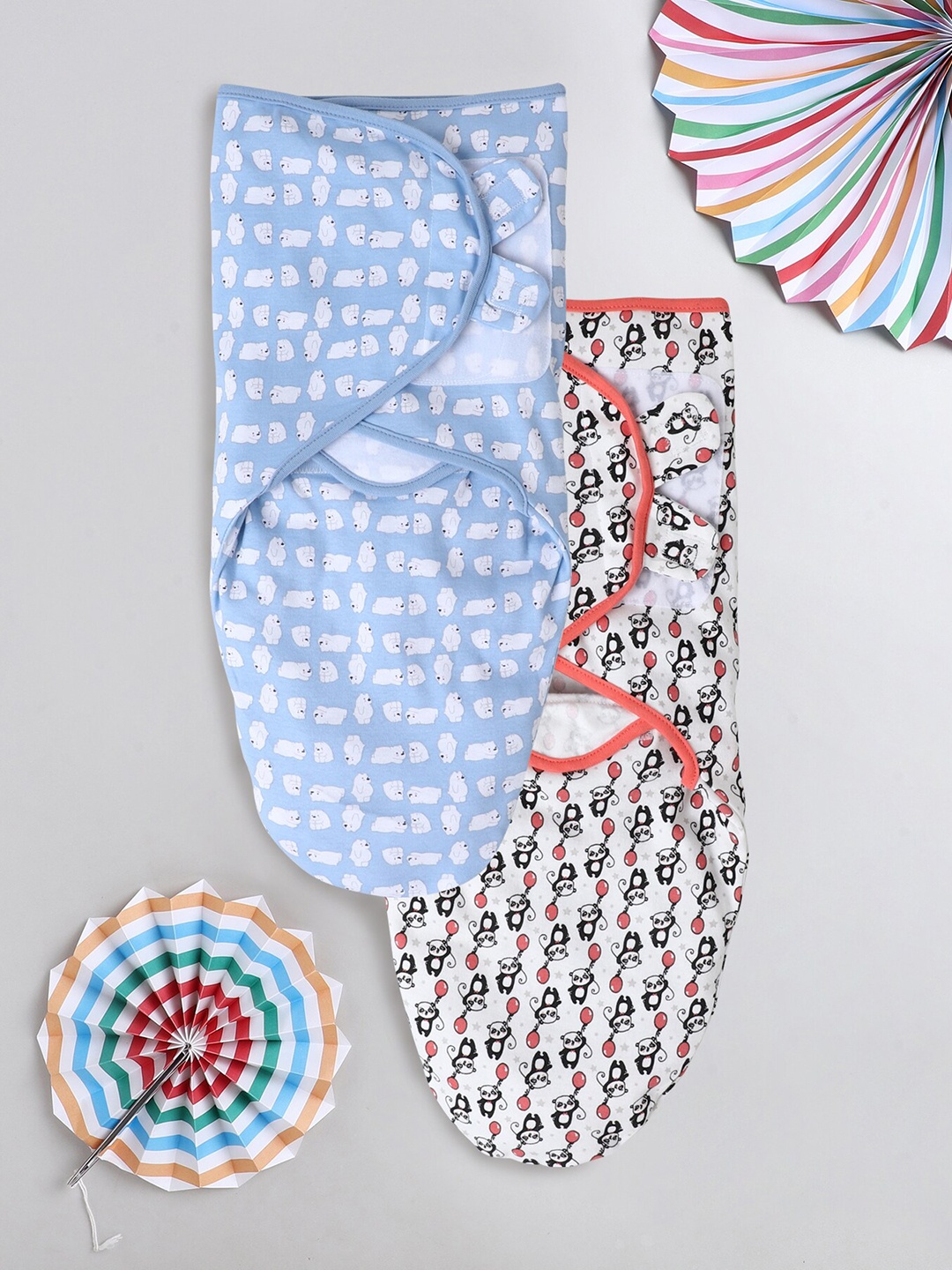 

BUMZEE Infant Boys Pack Of 2 Printed Wrappers, White