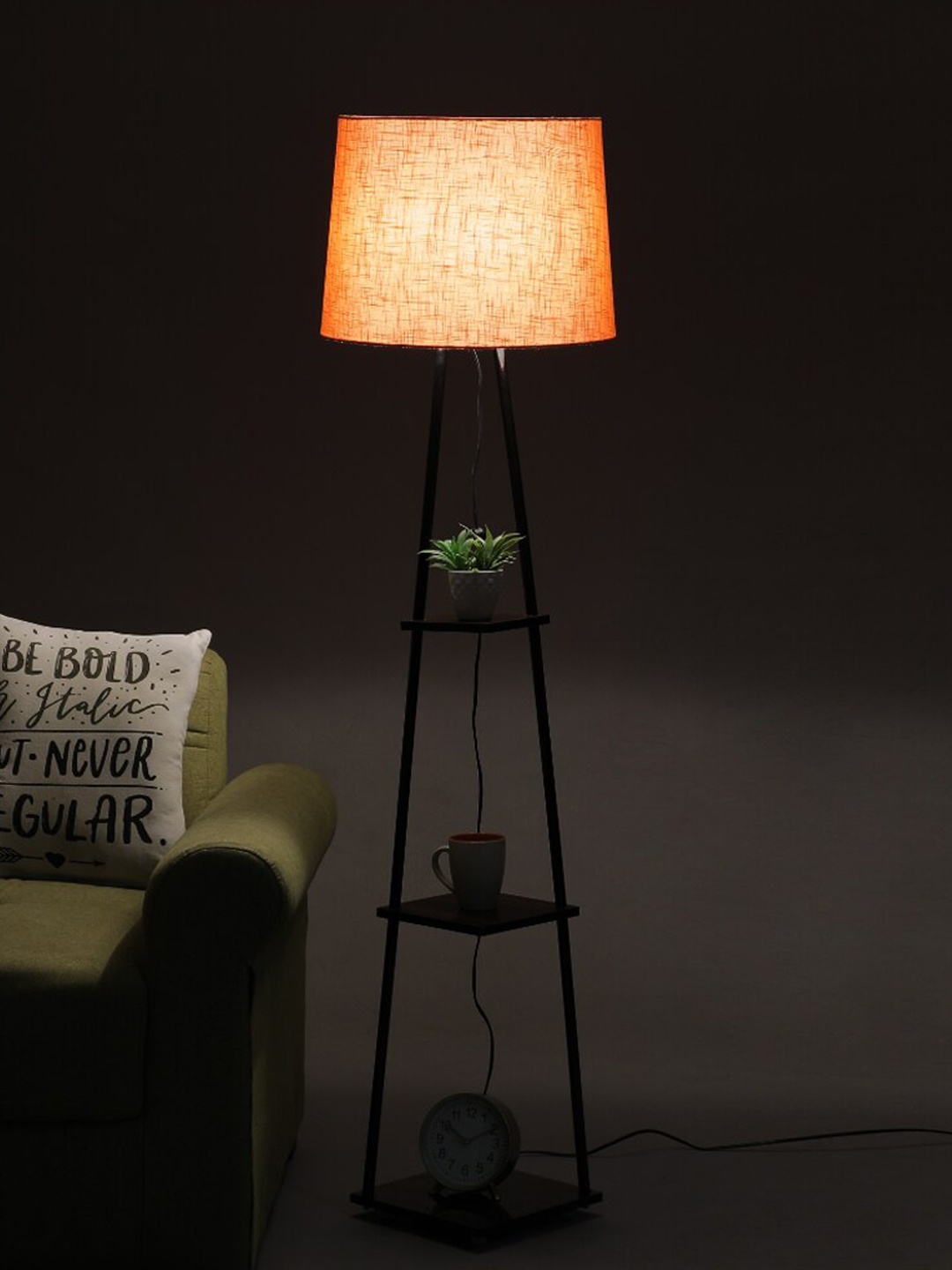 

SANDED EDGE Black & Orange 3 Tier Shelf Floor Lamp