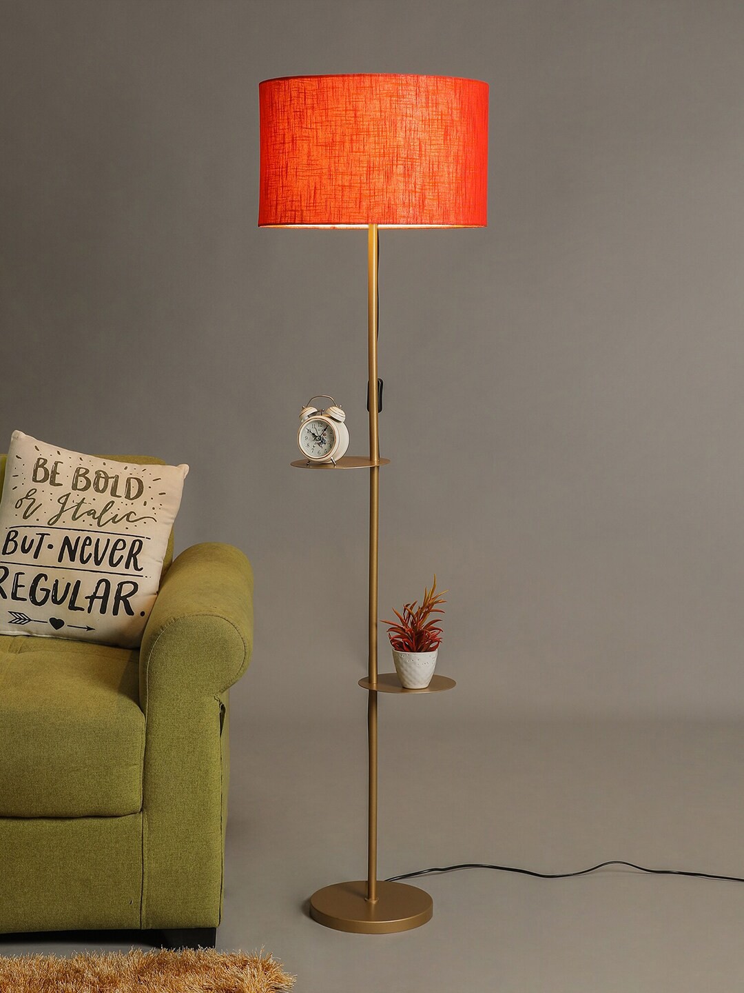 

SANDED EDGE Gold-Toned Metal Floor Lamp