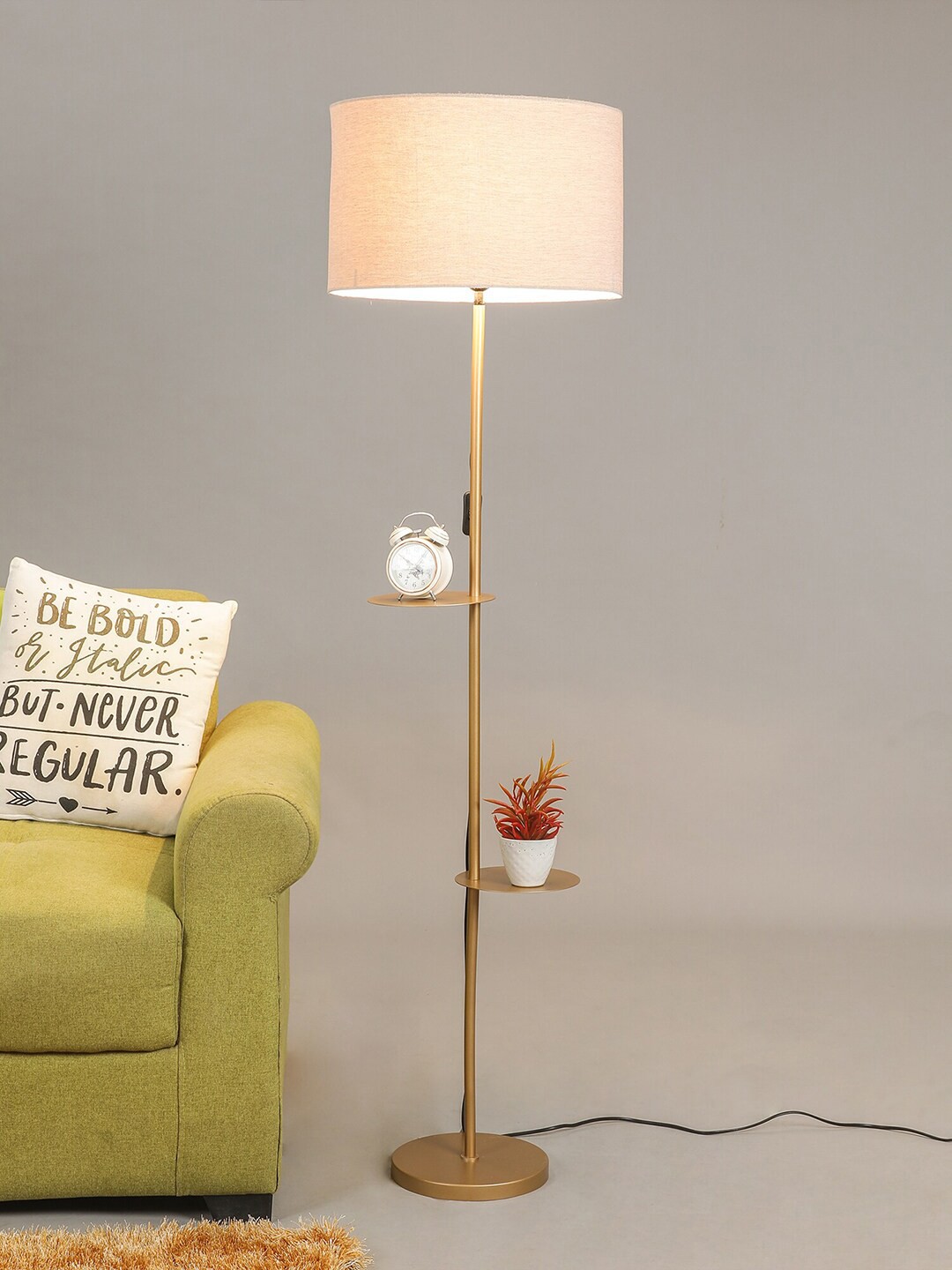 

SANDED EDGE Gold-Toned Metal Floor Lamp