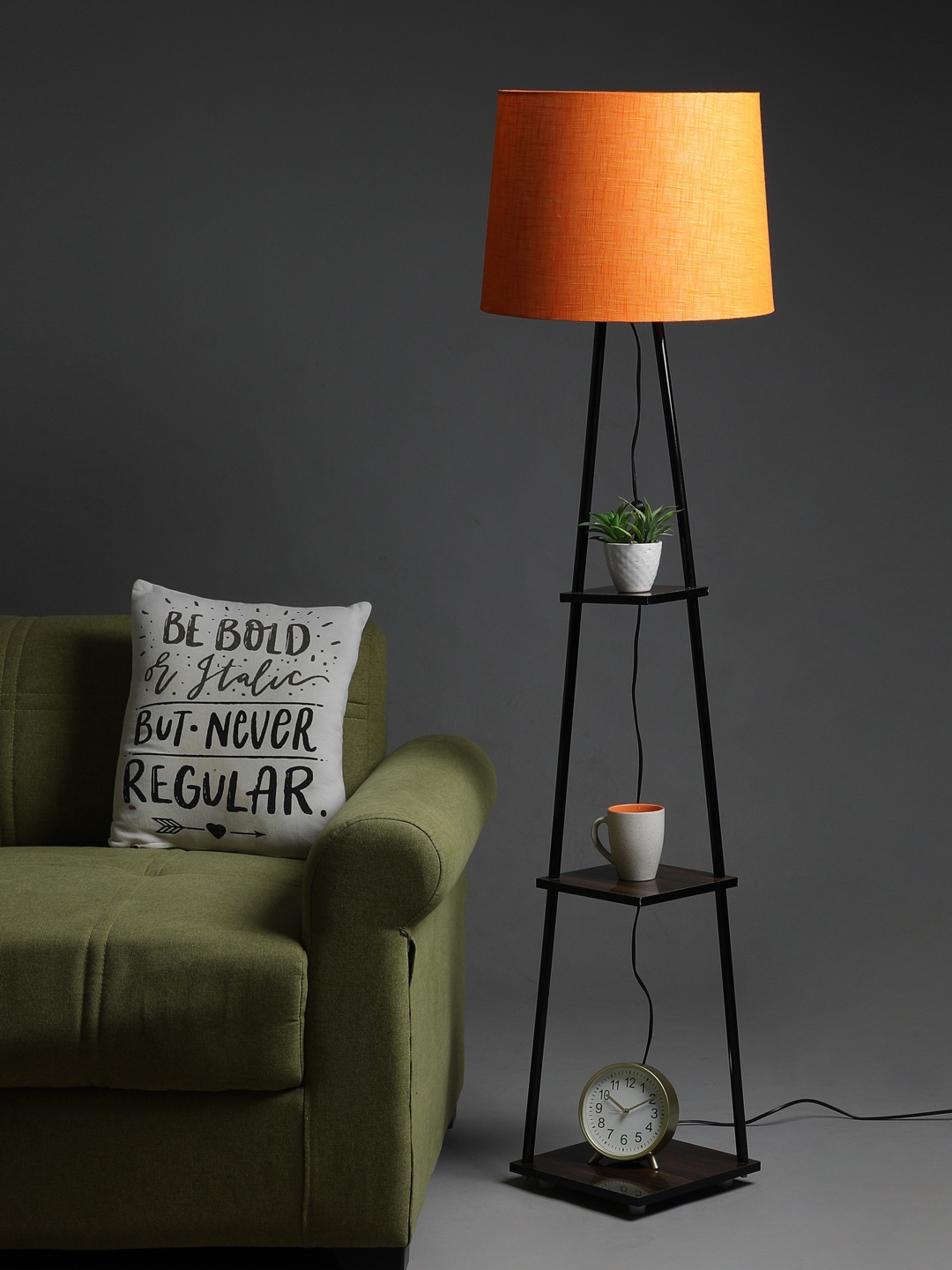 

SANDED EDGE Orange 3-Tier Cylinder-Shaped Floor Lamp