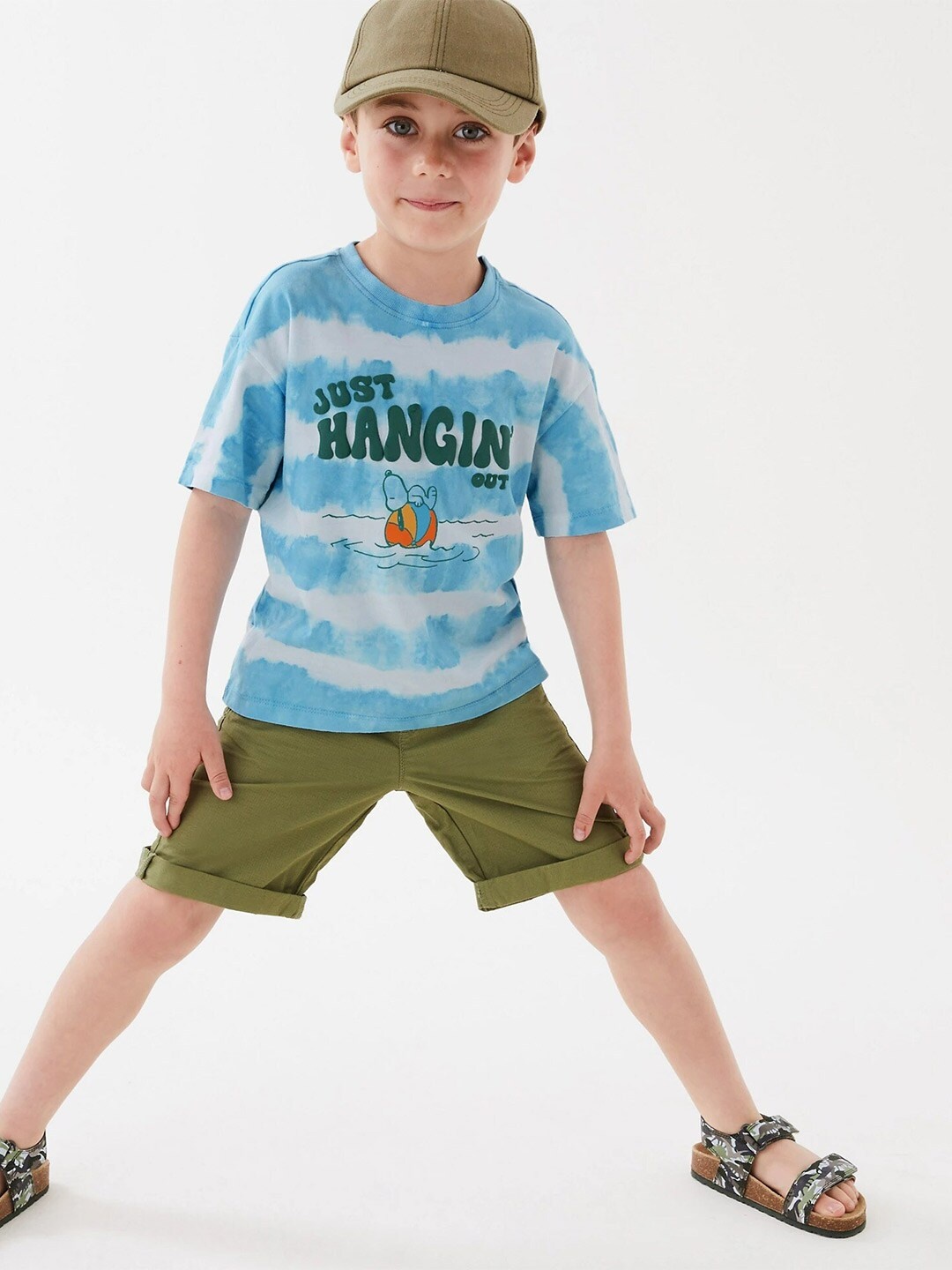 

Marks & Spencer Boys Blue Typography Printed Pure Cotton T-shirt
