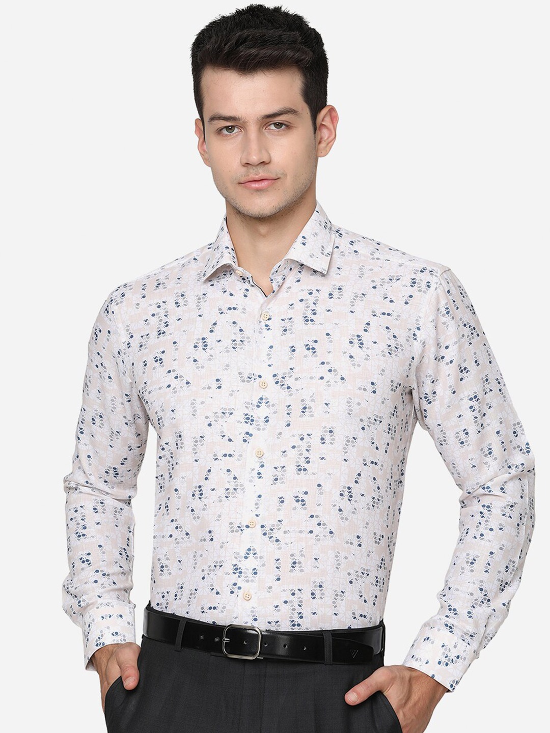 

JB STUDIO Men Grey Slim Fit Printed Formal Shirt