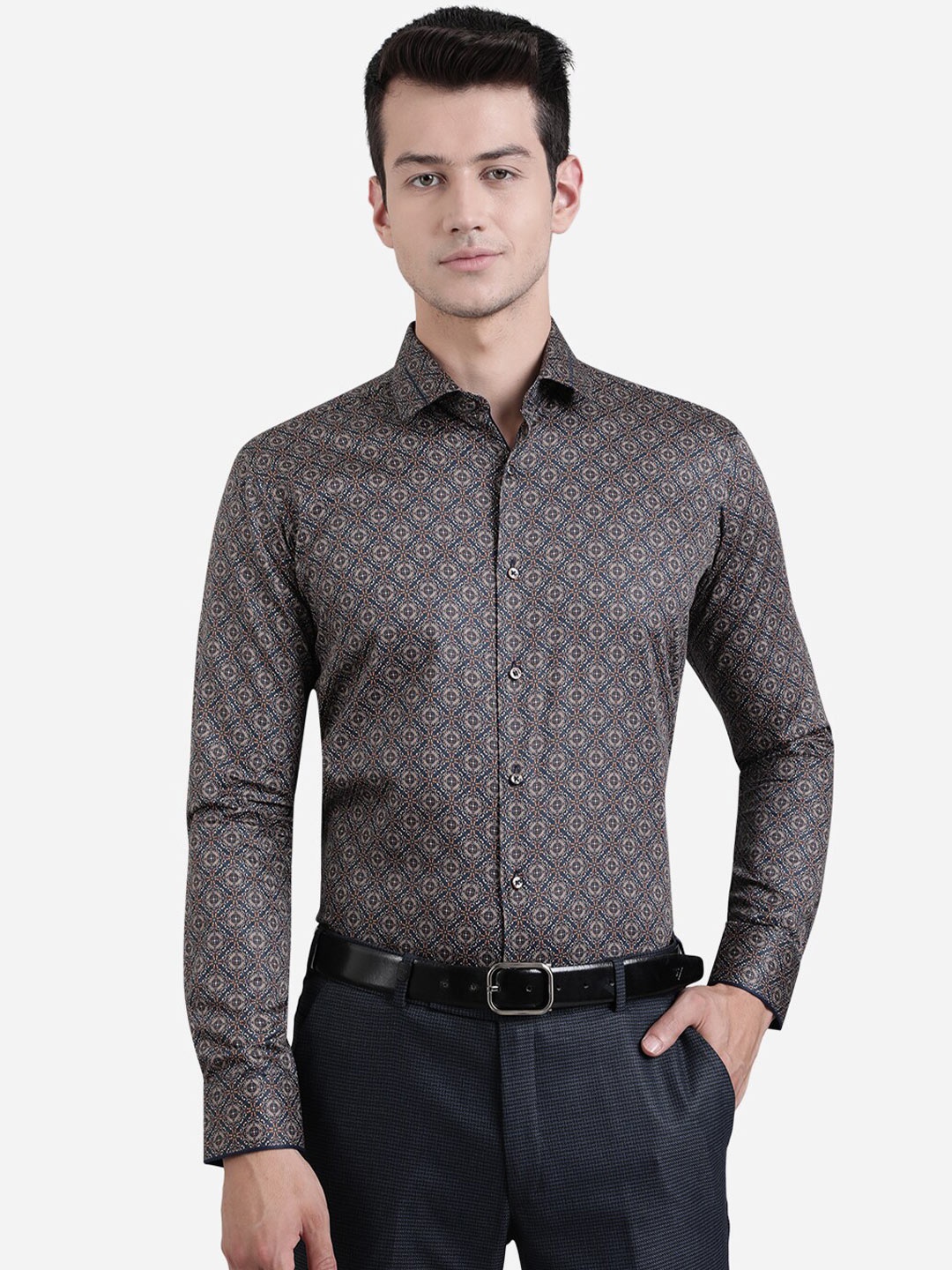 

JB STUDIO Men Blue Slim Fit Printed Casual Shirt
