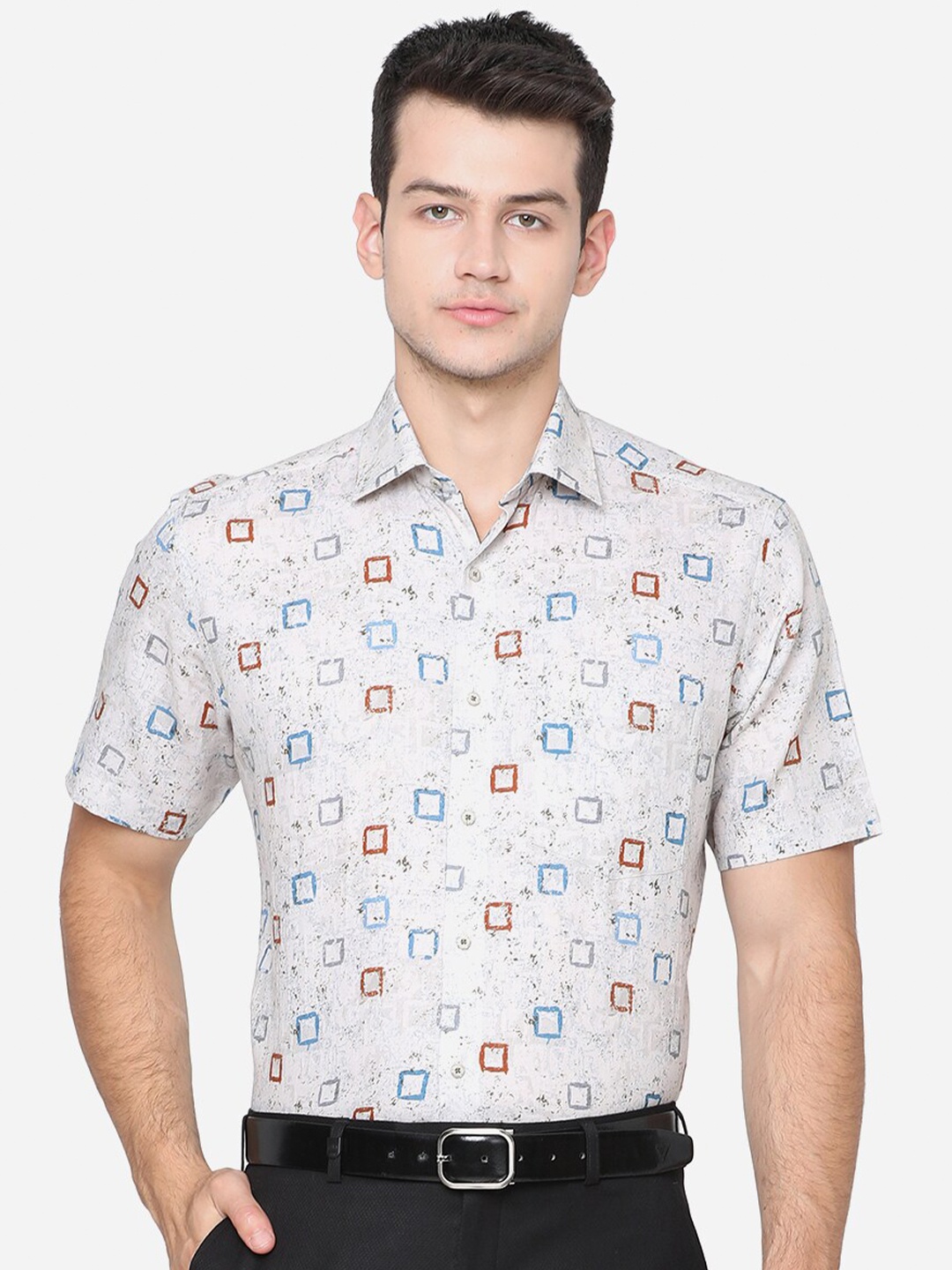 

JB STUDIO Men Grey Slim Fit Printed Formal Shirt