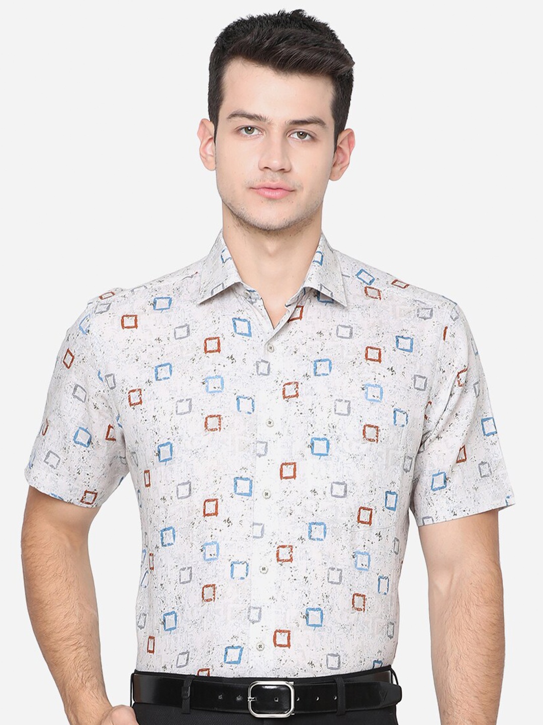 

JB STUDIO Men Grey Slim Fit Floral Printed Formal Shirt