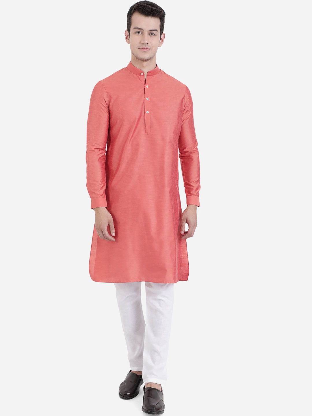 

Modi Kurta Men Pink Solid Pure Cotton Kurta