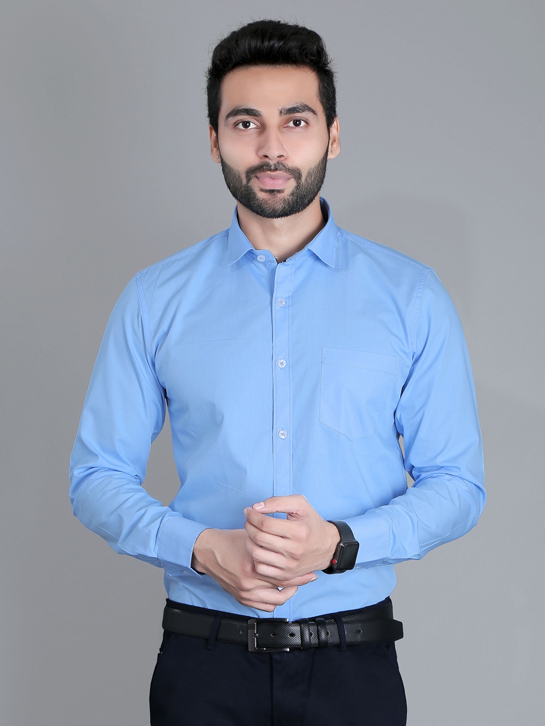 

5TH ANFOLD Men Blue Slim Fit Pure Cotton Formal Shirt