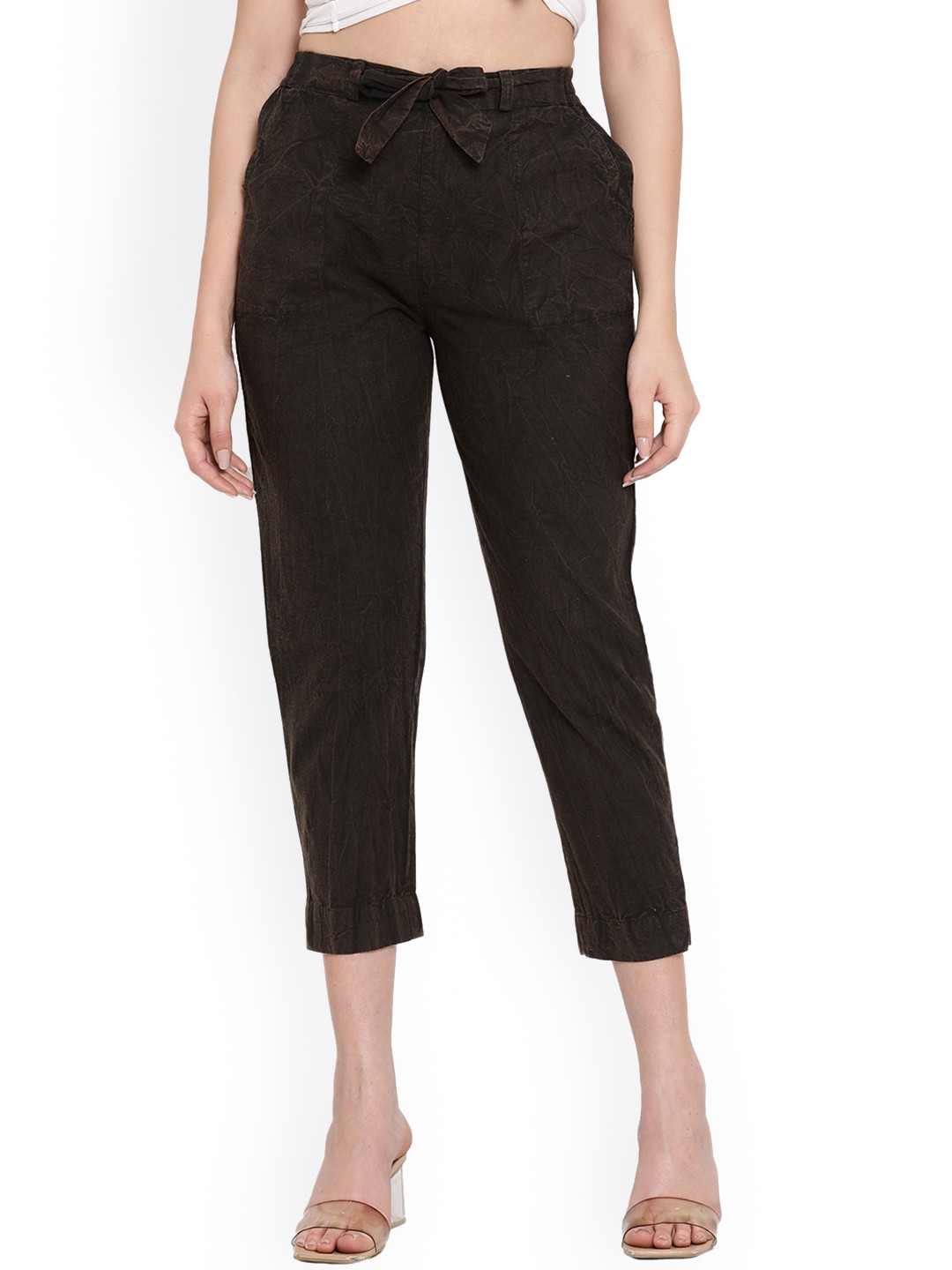 

Aawari Women Black Relaxed High-Rise Trousers