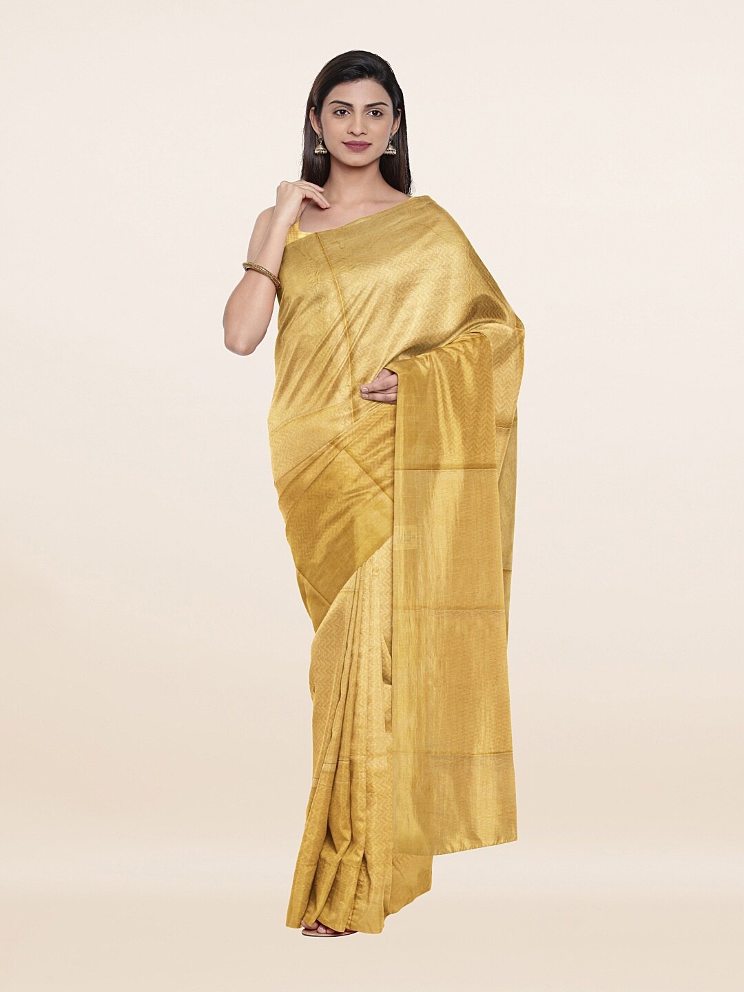 

Pothys Gold-Toned Woven Design Zari Jute Cotton Saree