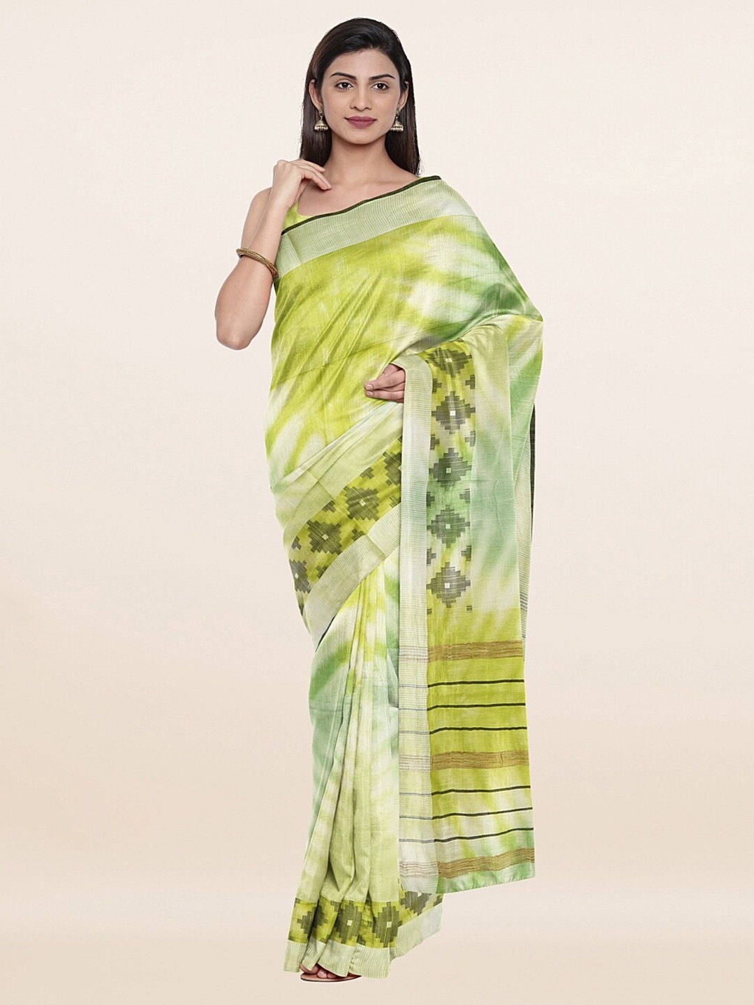 

Pothys Green Printed Jute Cotton Saree