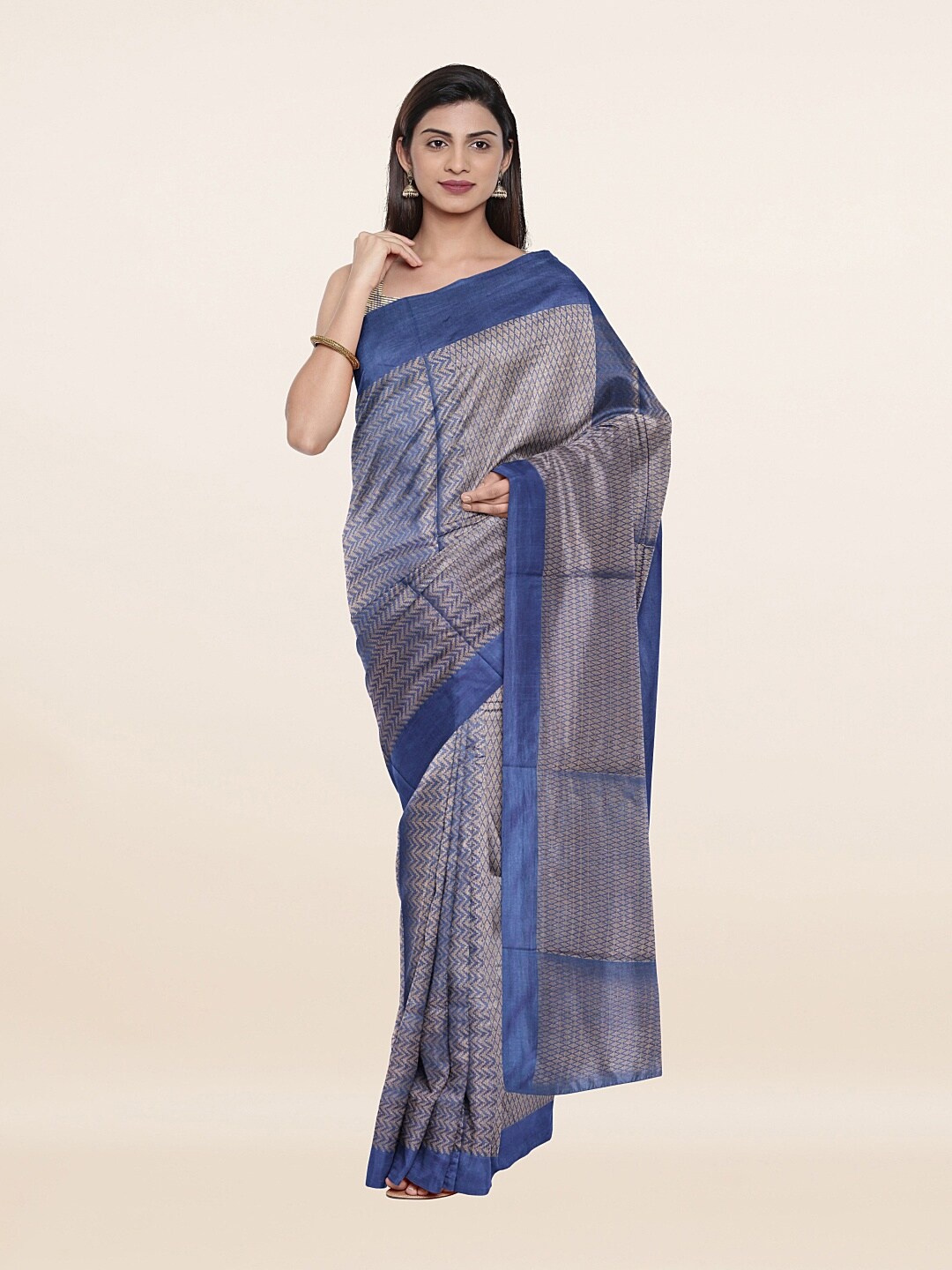 

Pothys Blue Zari Jute Cotton Saree