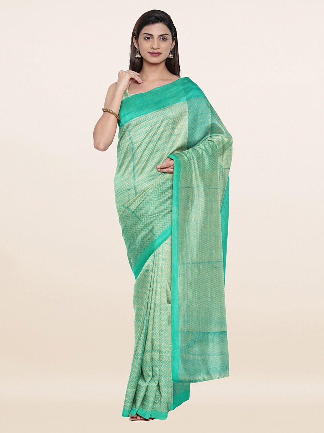 

Pothys Blue Zari Jute Cotton Saree