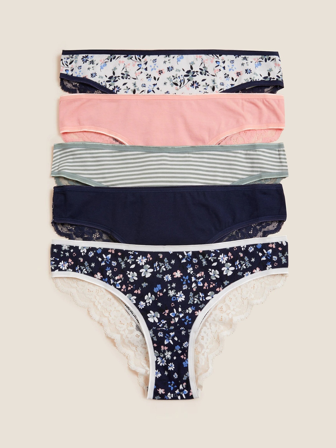 

Marks & Spencer Women Pack of 5 Hipster Briefs T615010BNAVY MIX, Navy blue