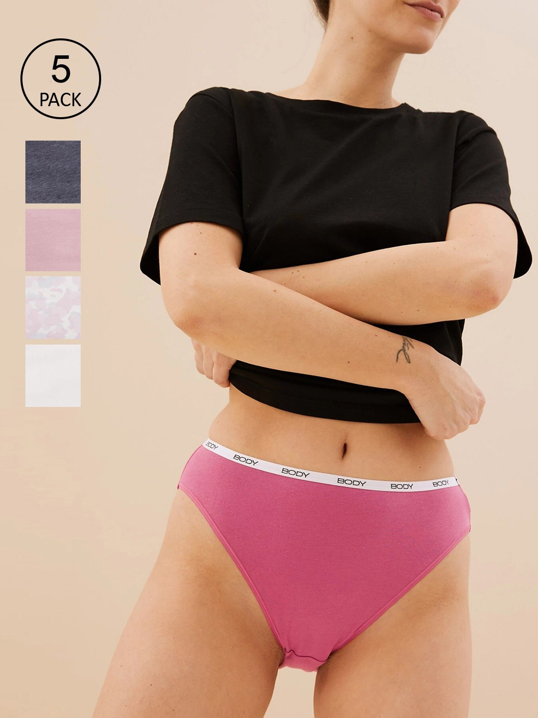 

Marks & Spencer Women Pack of 5 Pure Cotton Basic Briefs T617759MPINK MIX, Pink