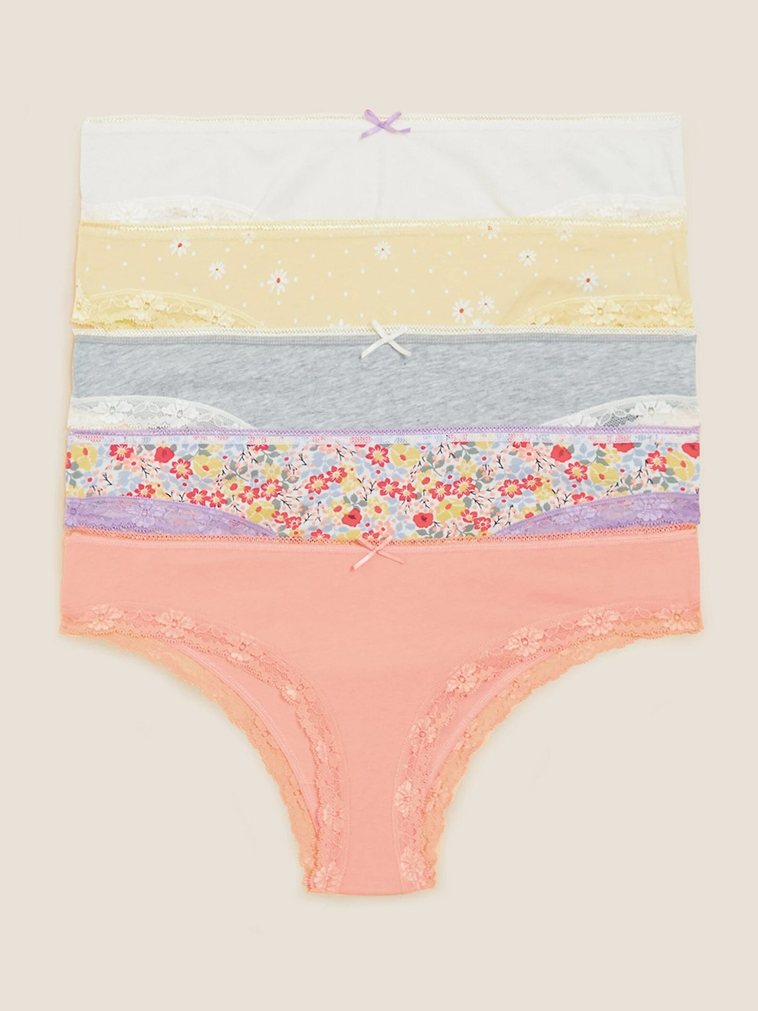 

Marks & Spencer Women Pack of 5 Printed Briefs T613500BPEACH MIX-PEACH MIX