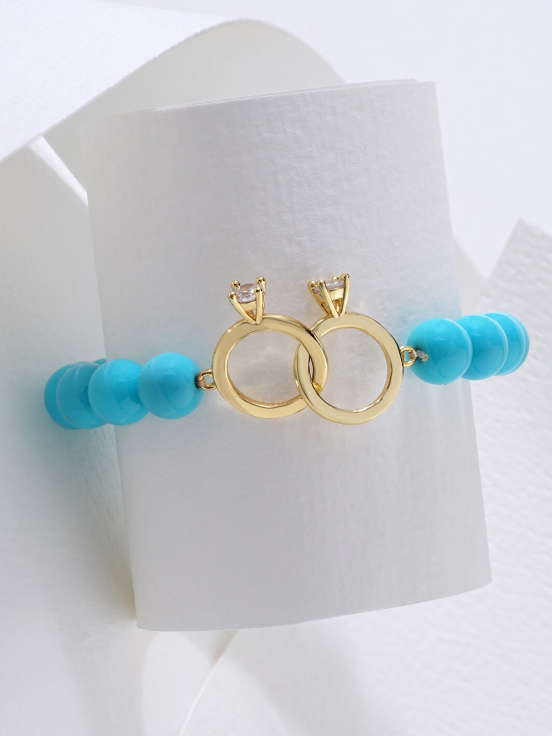 

MINUTIAE Women Gold-Toned & Turquoise Blue Brass Turquoise Gold-Plated Bracelet