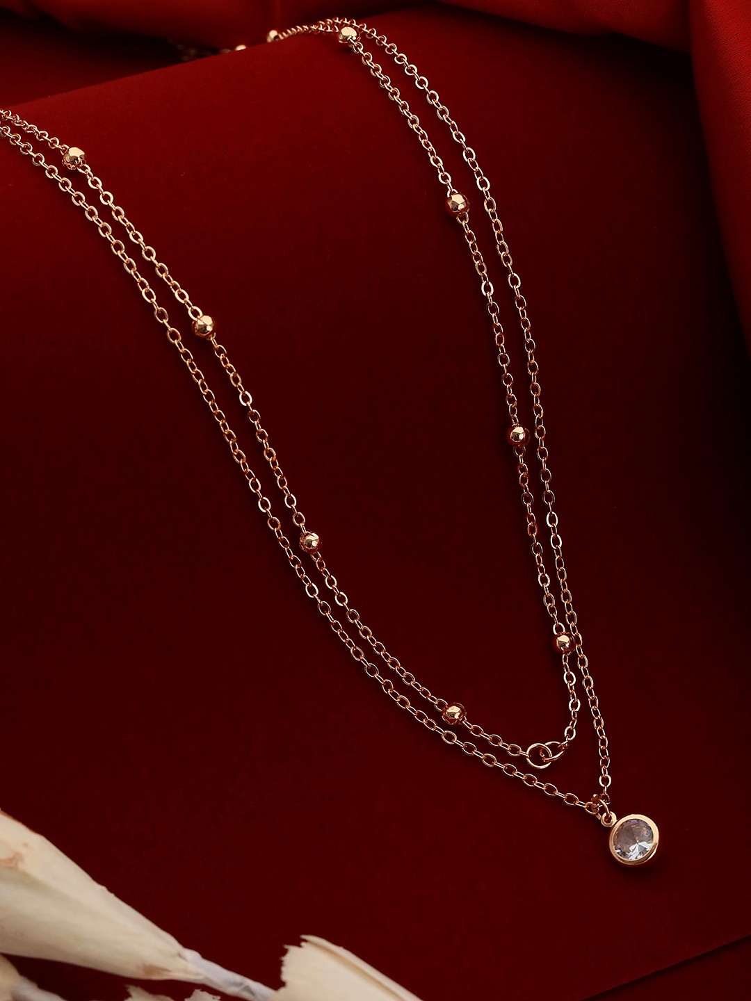 

Saraf RS Jewellery Rose Gold & Silver Rose Gold-Plated Layered Chain