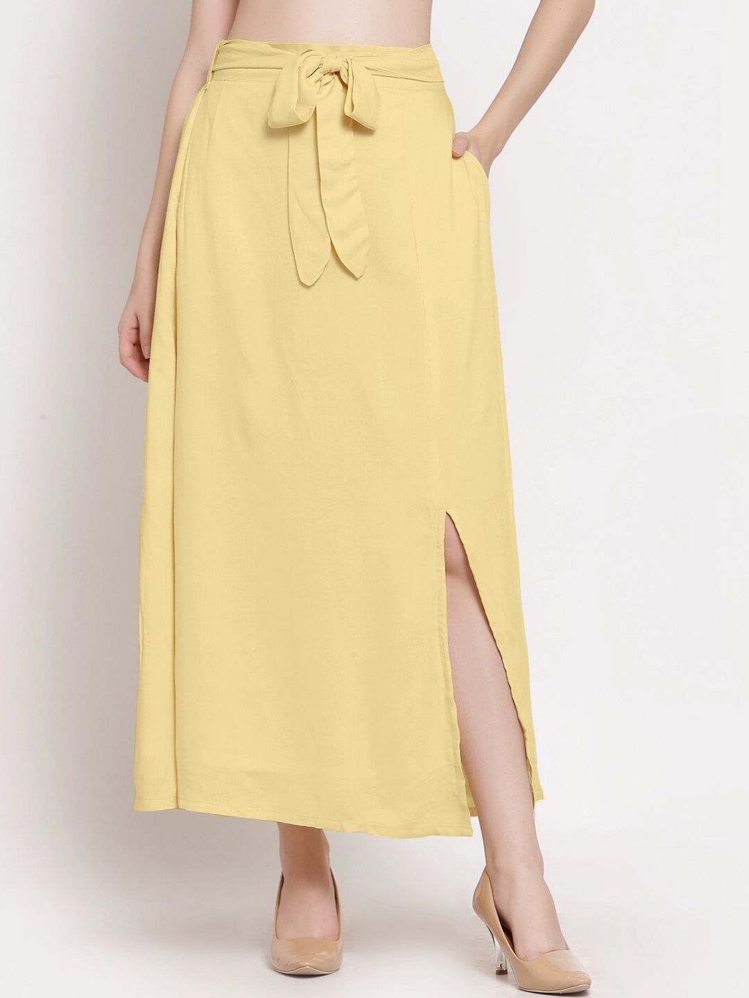 

PATRORNA Women Yellow Tulip Maxi Skirt