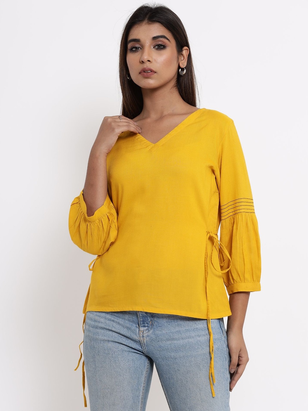 

Label Tamanna Rungta Yellow V-Neck Top